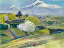 <i>Hautement apprci en Russie, Sarian,  la diffrence de ses collgues 
Chagall et Kandinski ne partit pas en Occident, mais resta en Armnie pour se donner entirement  son renouveau</i>